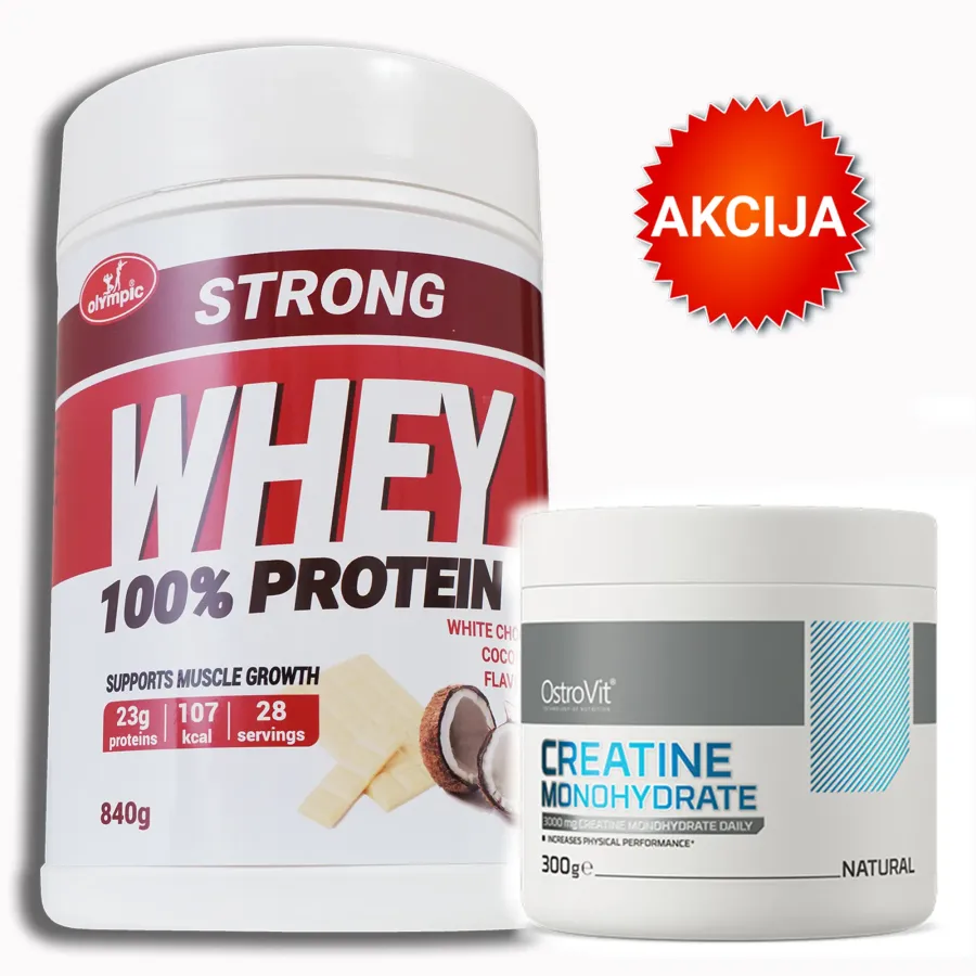 Olympic Strong 100 Whey protein Bela cokolada-kokos + OstroVit Kreatin 300g